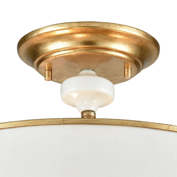 Ceramique 16 Wide 3-Light Semi Flush Mount - Antique Gold Leaf Image 4