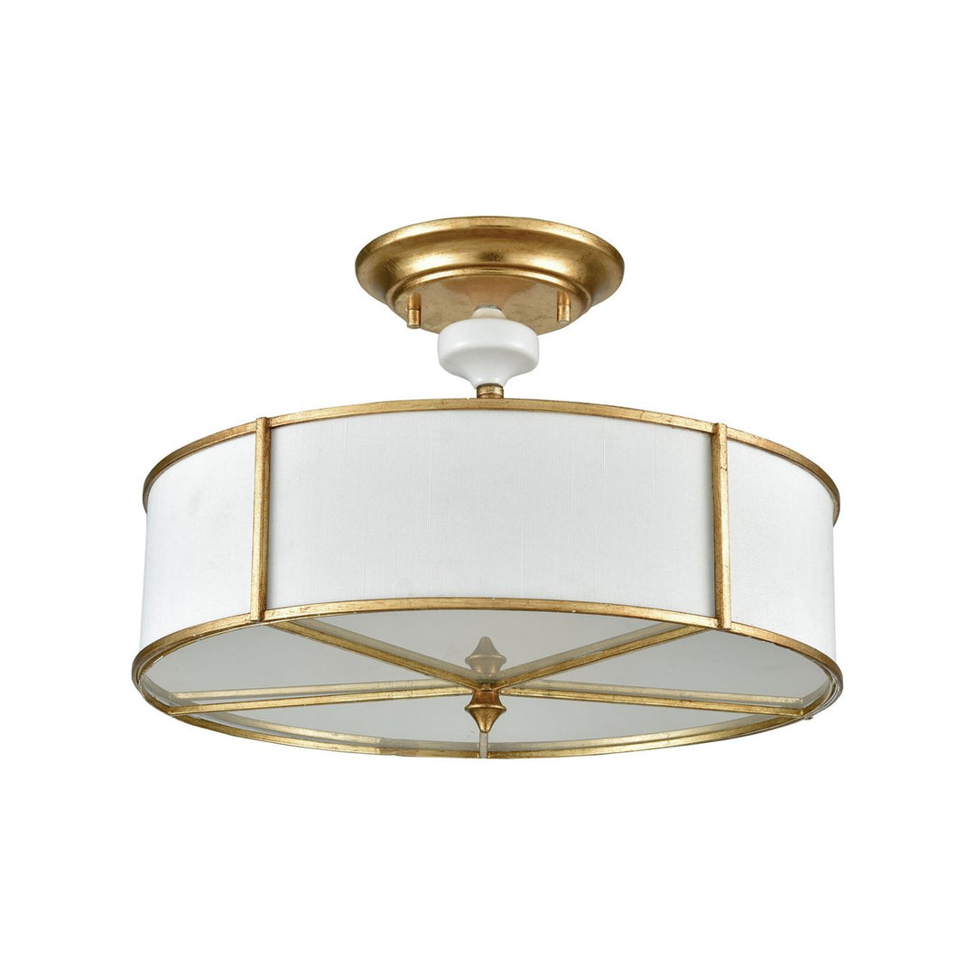 Ceramique 16 Wide 3-Light Semi Flush Mount - Antique Gold Leaf Image 5