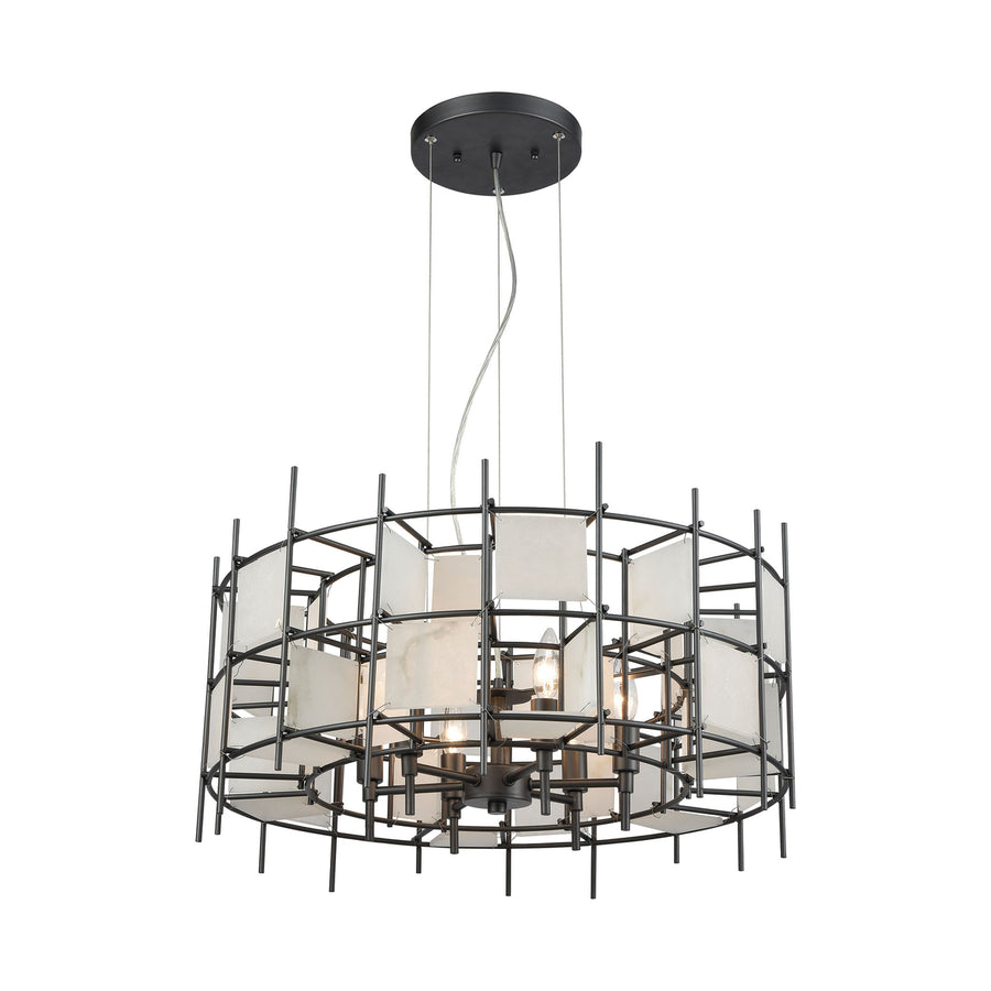 Spanish Alabaster 24 Wide 6-Light Chandelier - Dark Graphite Image 1