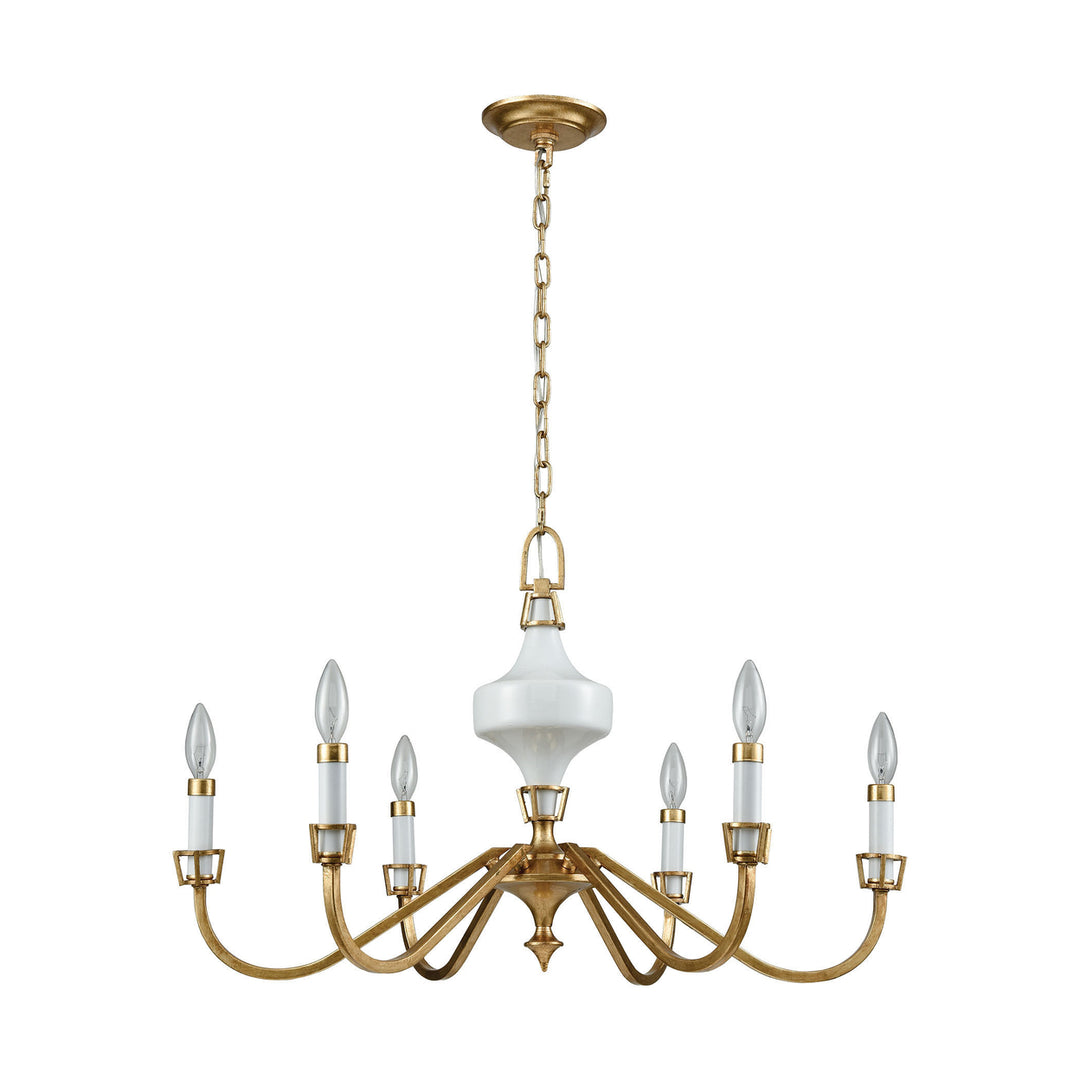 Ceramique 30 Wide 6-Light Chandelier - Antique Gold Leaf Image 6