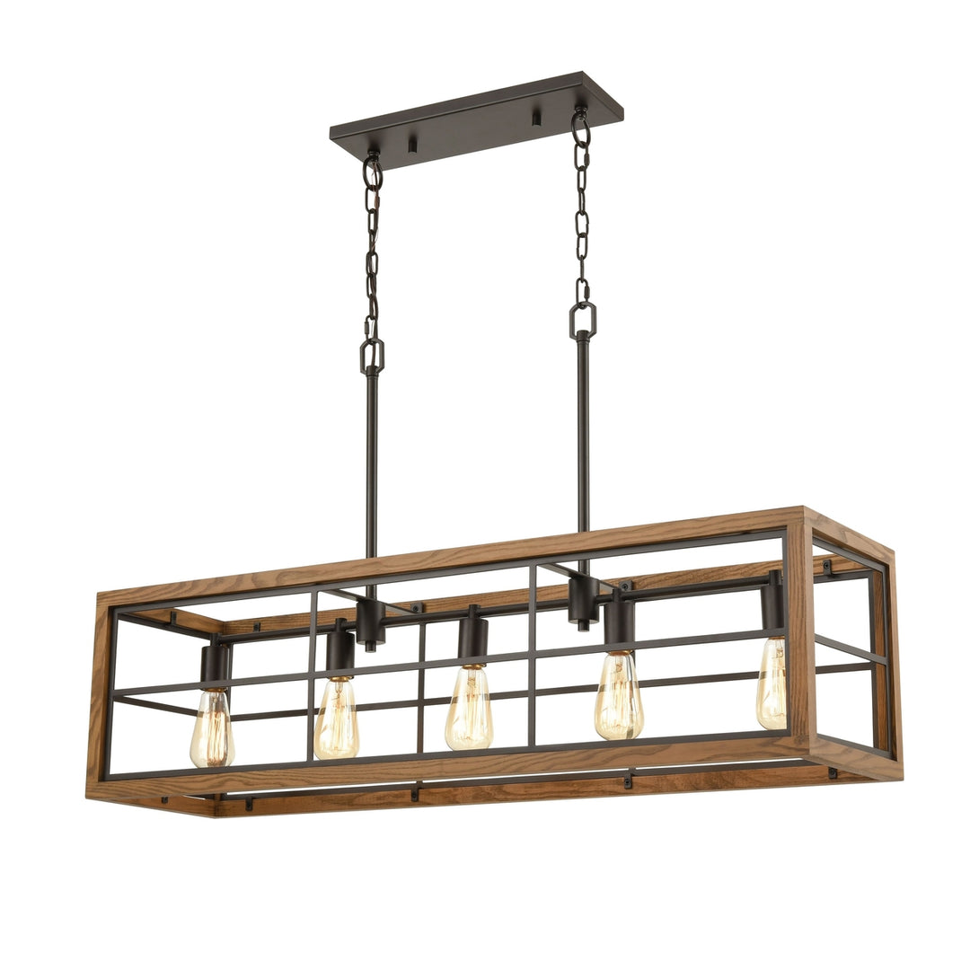 Warehouse Window 42 Wide 5-Light Linear Chandelier - Oil Rubbed Bronze Image 1