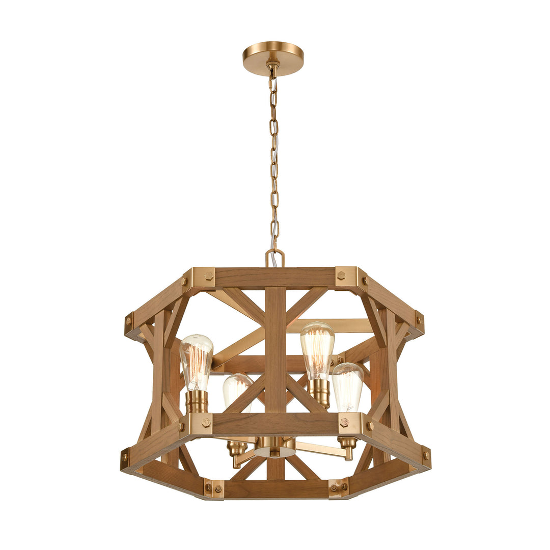 Structure 23 Wide 4-Light Chandelier - Medium Oak Image 2