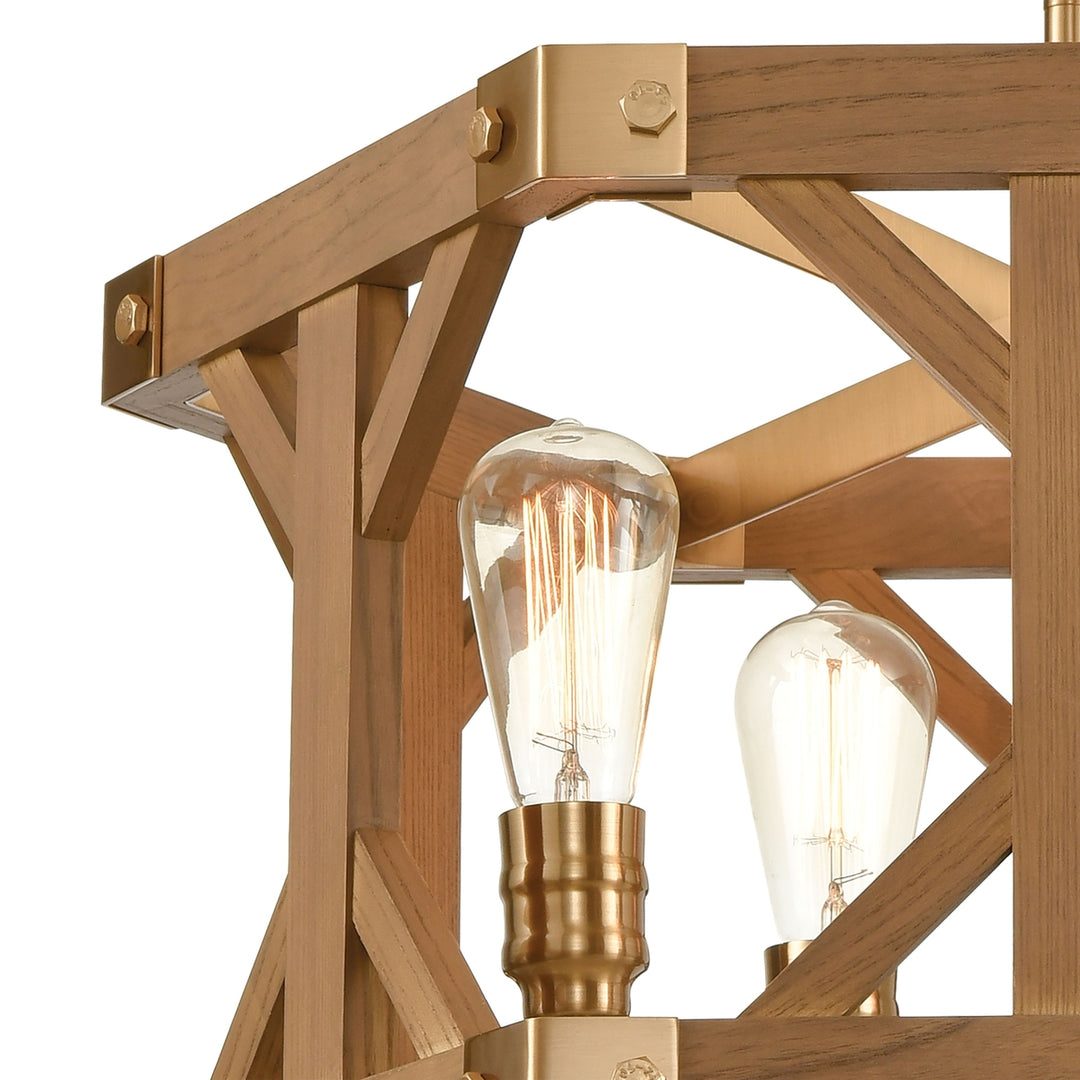 Structure 23 Wide 4-Light Chandelier - Medium Oak Image 3