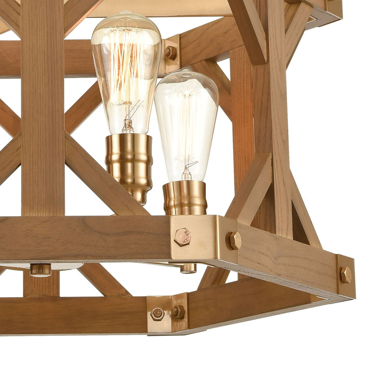 Structure 23 Wide 4-Light Chandelier - Medium Oak Image 4