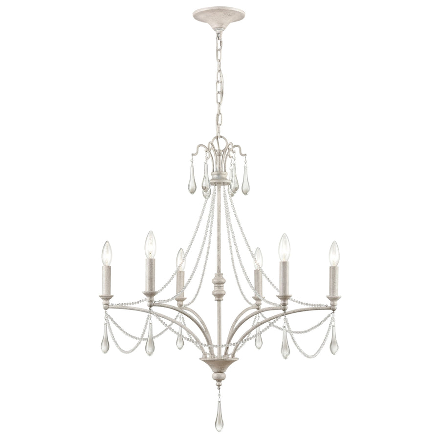 French Parlor 27 Wide 6-Light Chandelier - Vintage White Image 1