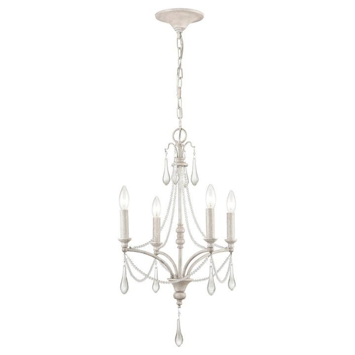 French Parlor 16 Wide 4-Light Chandelier - Vintage White Image 1