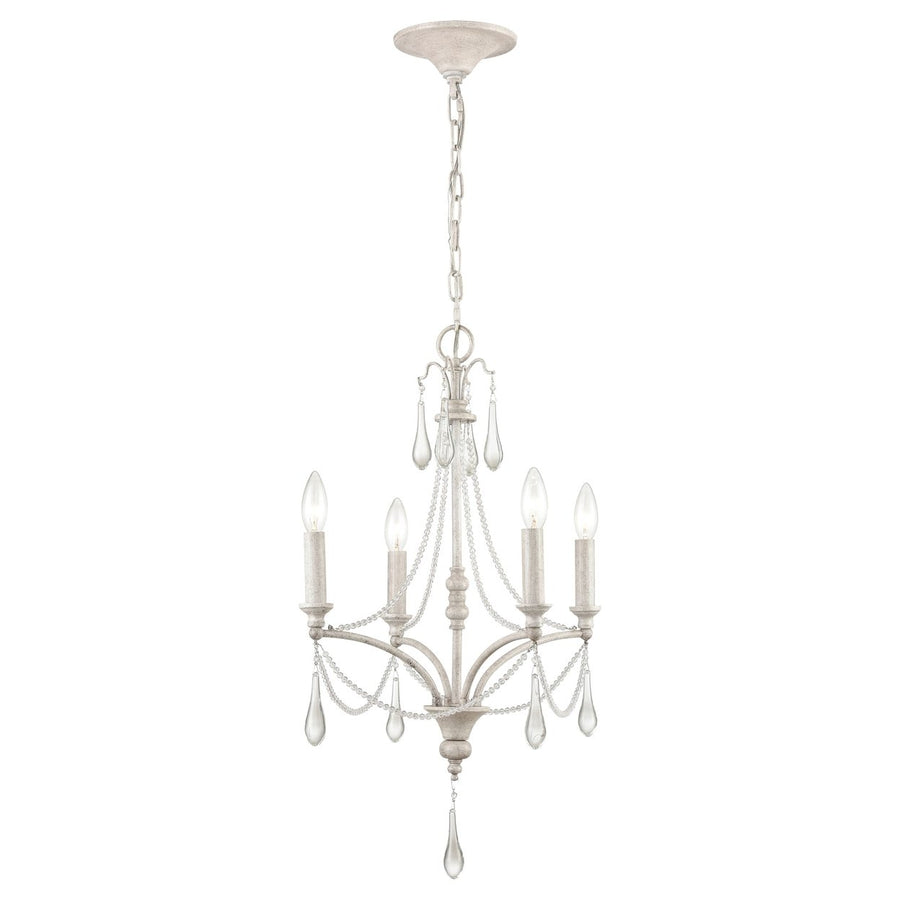 French Parlor 16 Wide 4-Light Chandelier - Vintage White Image 1