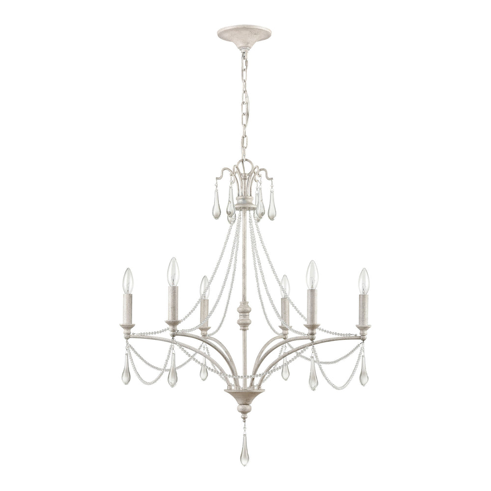 French Parlor 27 Wide 6-Light Chandelier - Vintage White Image 2