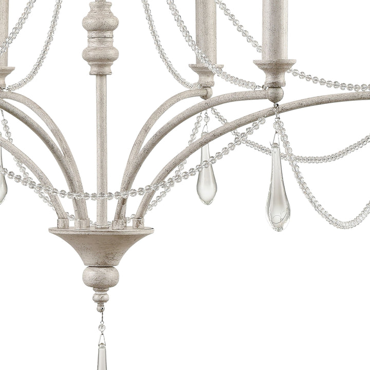 French Parlor 27 Wide 6-Light Chandelier - Vintage White Image 3