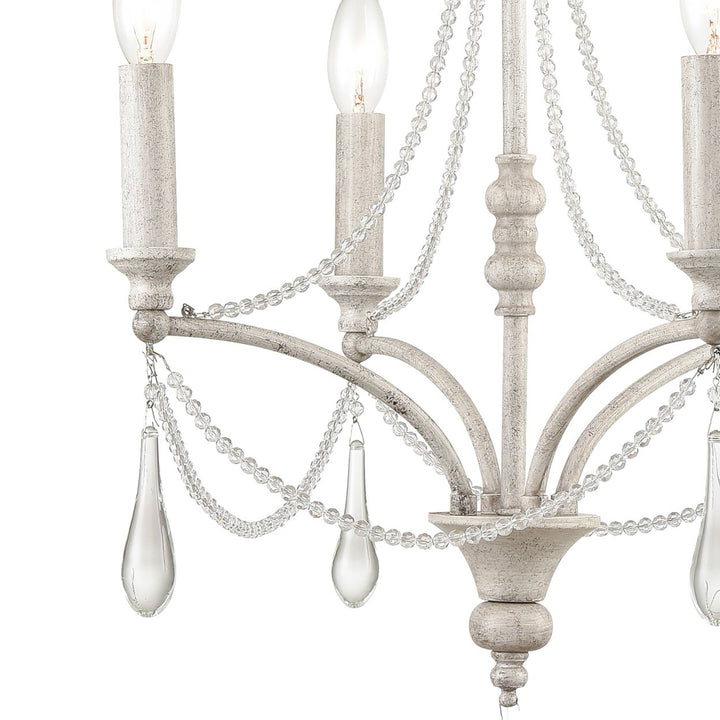 French Parlor 16 Wide 4-Light Chandelier - Vintage White Image 4