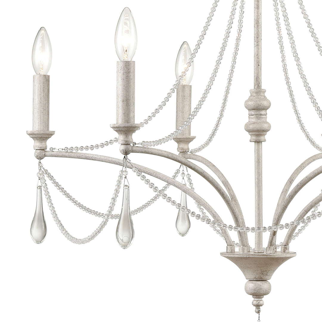 French Parlor 27 Wide 6-Light Chandelier - Vintage White Image 4