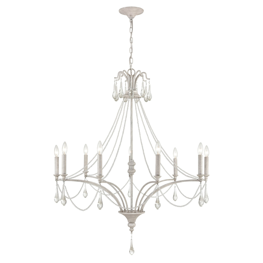 French Parlor 38 Wide 9-Light Chandelier - Vintage White Image 1