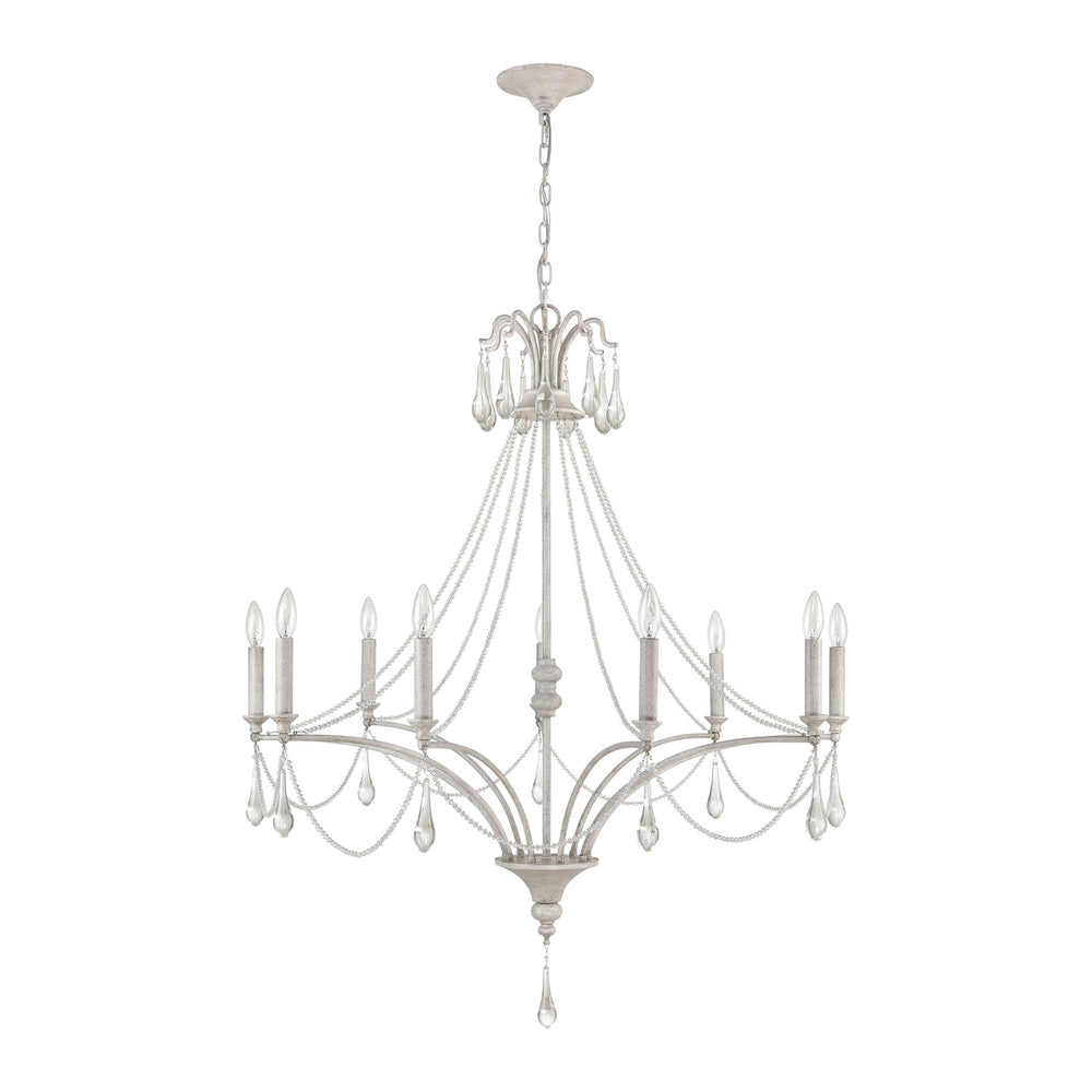 French Parlor 38 Wide 9-Light Chandelier - Vintage White Image 2