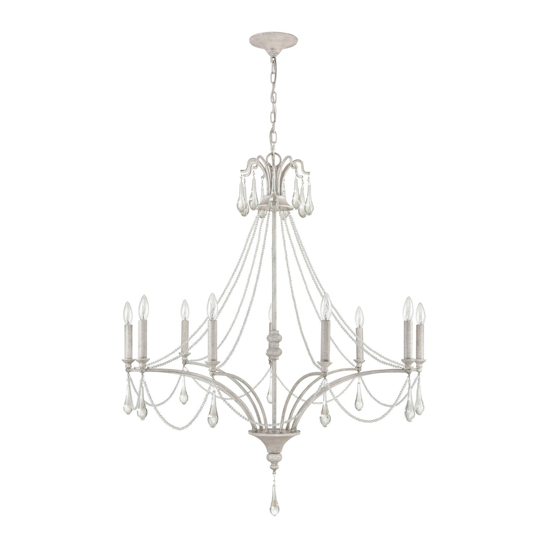 French Parlor 38 Wide 9-Light Chandelier - Vintage White Image 2