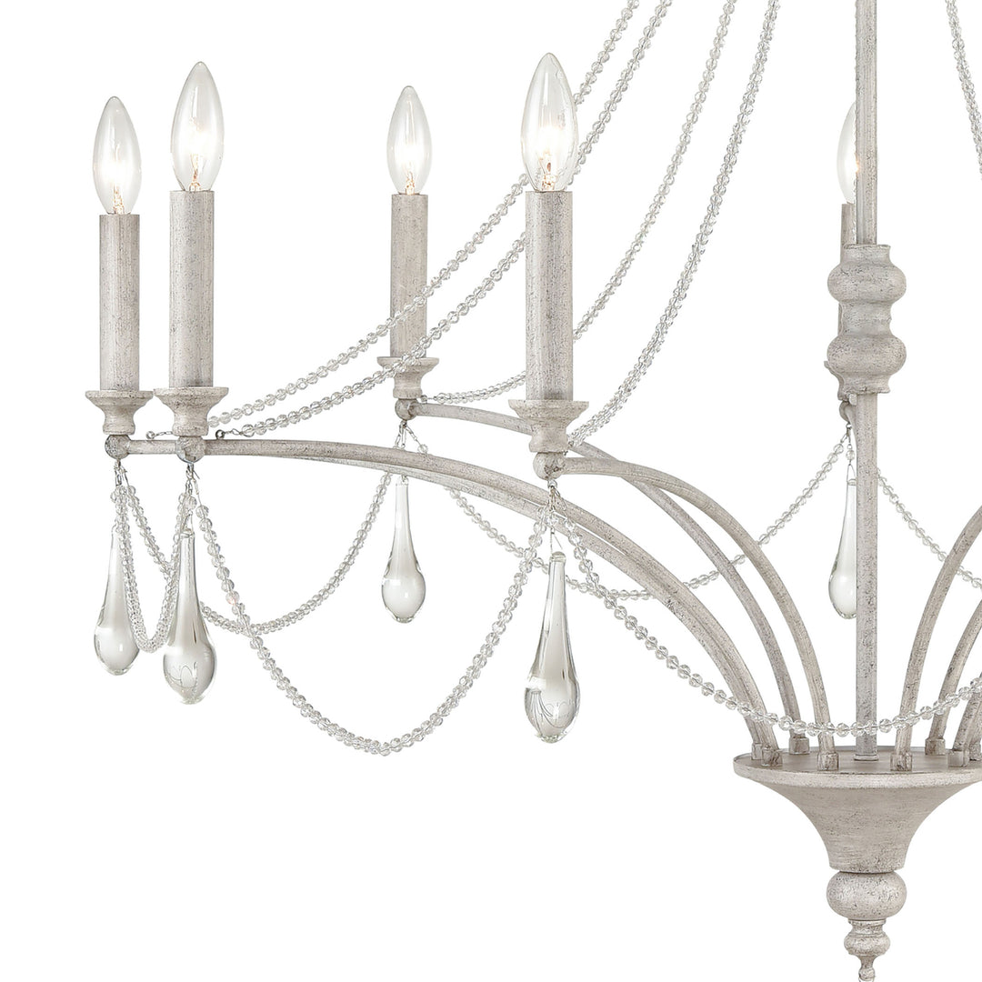 French Parlor 38 Wide 9-Light Chandelier - Vintage White Image 4