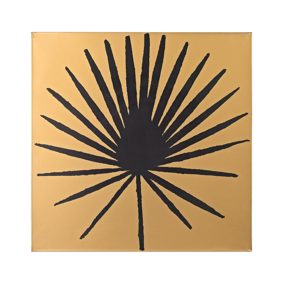 Palm Frond on Metallic Gold Wood Image 1