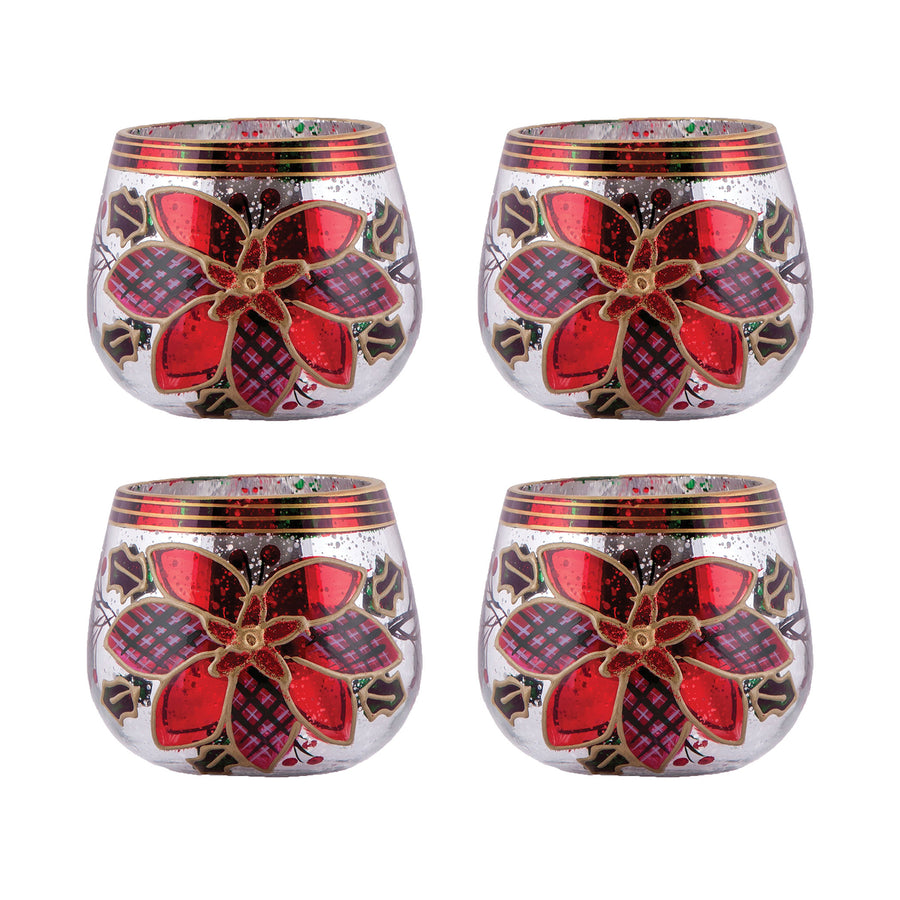 Poinsettia Tealight Holders (Set of 4) Image 1