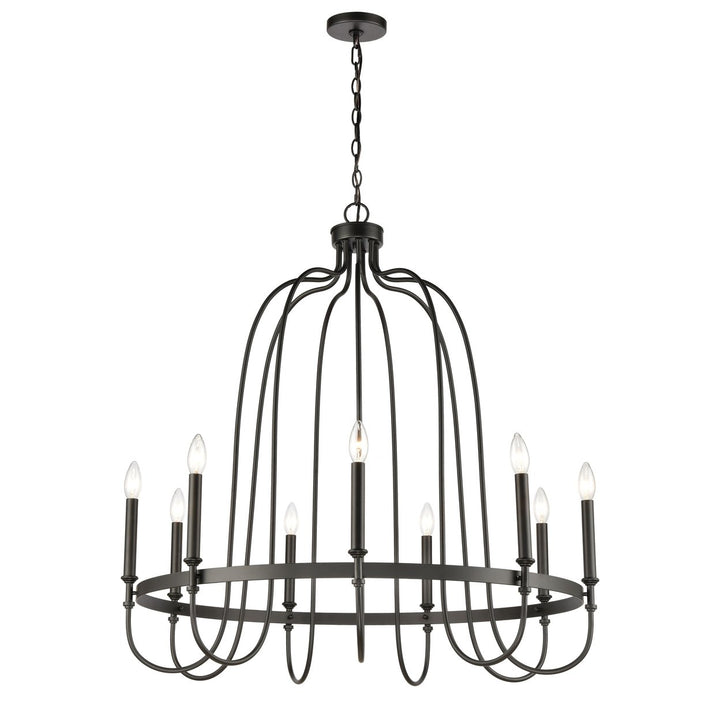 Wickshire 34 Wide 9-Light Chandelier - Matte Black Image 1