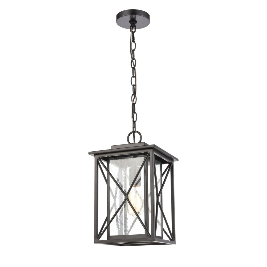 Carriage Light 9 Wide 1-Light Outdoor Pendant - Matte Black Image 1