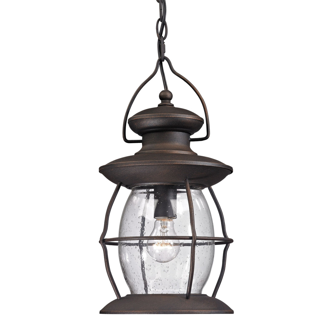 Village Lantern 8 Wide 1-Light Outdoor Pendant - Weathered Charcoal Image 1