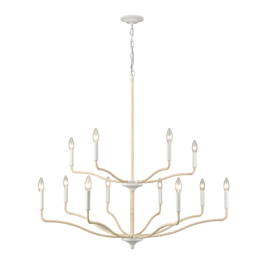 Breezeway 40 Wide 12-Light Chandelier - White Coral Image 1