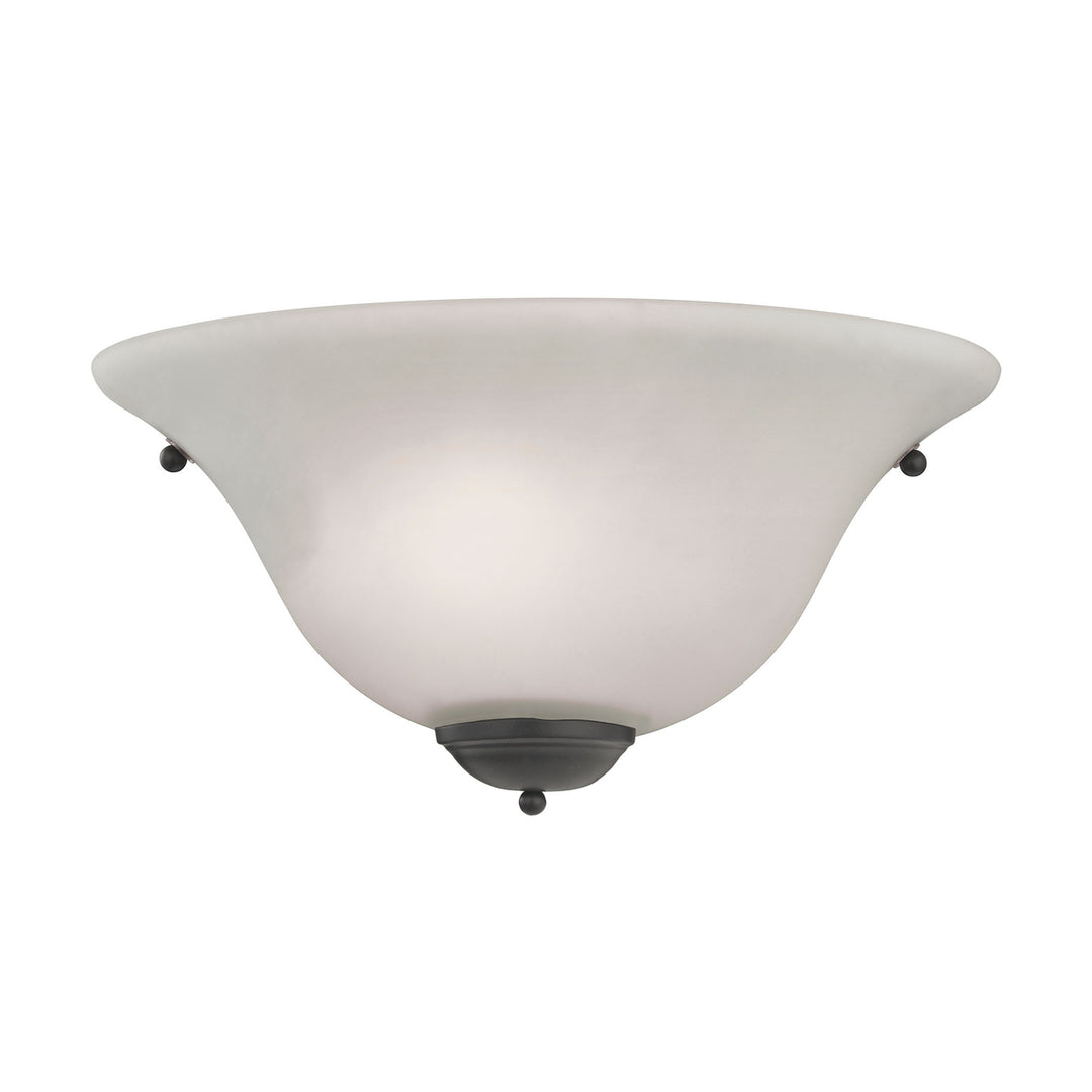 1-Light Wall Sconce in Oil Rubbed Bronze with White Glass Image 1