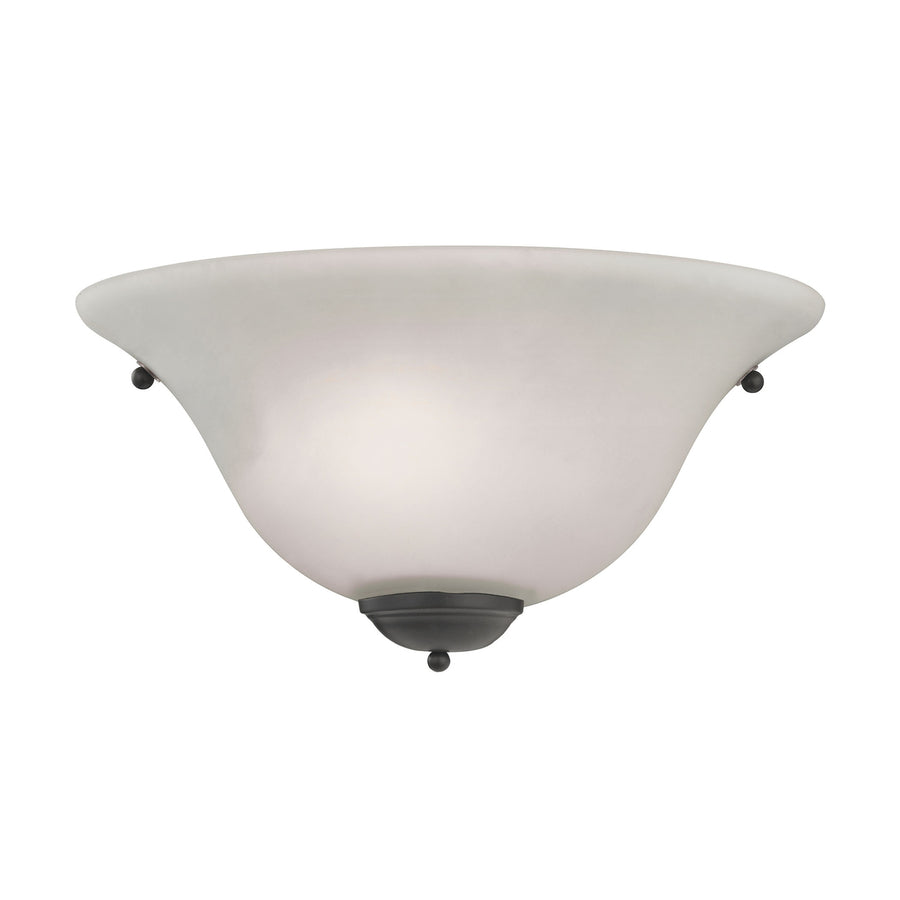 1-Light Wall Sconce in Oil Rubbed Bronze with White Glass Image 1