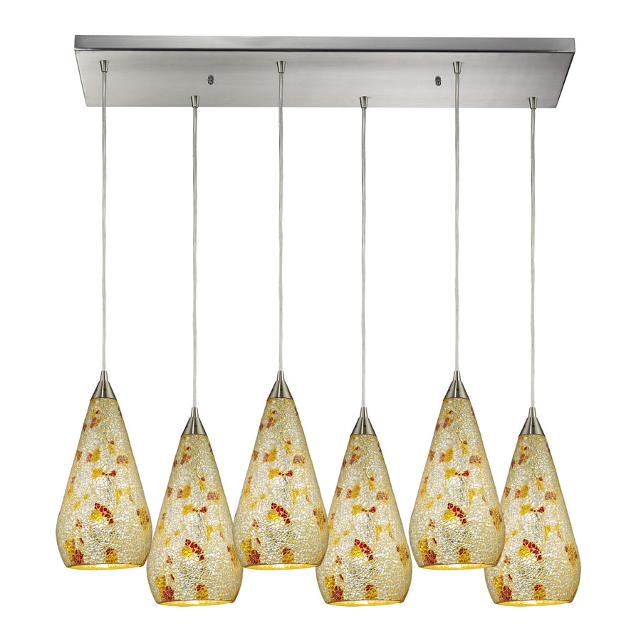 Curvalo 9 Wide 6-Light Mini Pendant - Satin Nickel Image 1