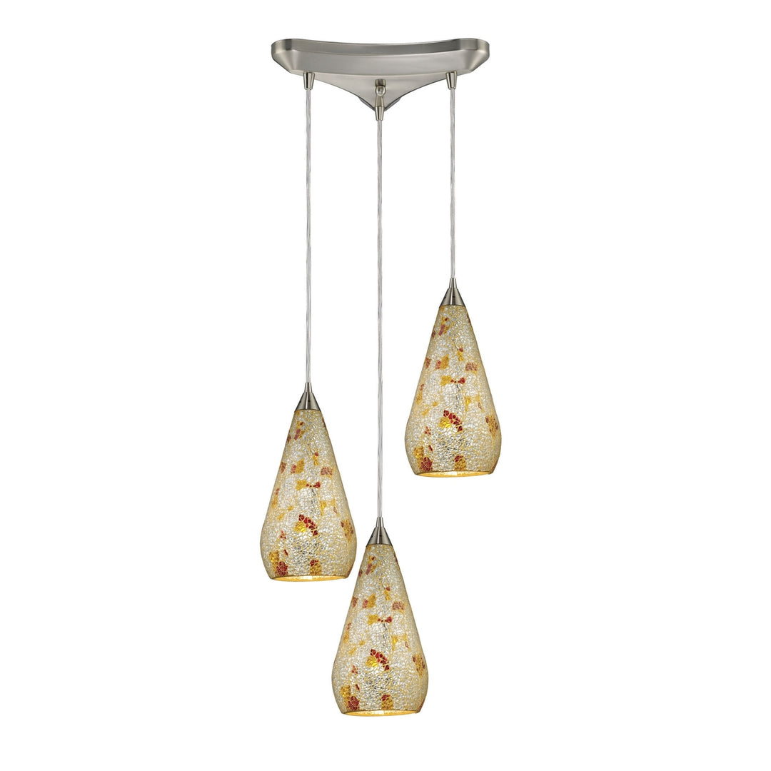 Curvalo 10 Wide 3-Light Mini Pendant - Satin Nickel Image 1