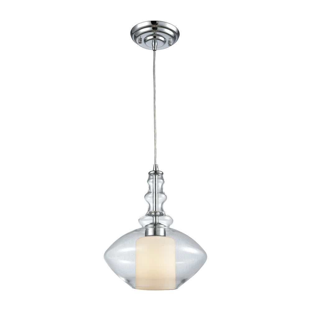 Alora 3-Light Linear Mini Pendant Fixture in Chrome with Clear and Opal White Glass Image 2