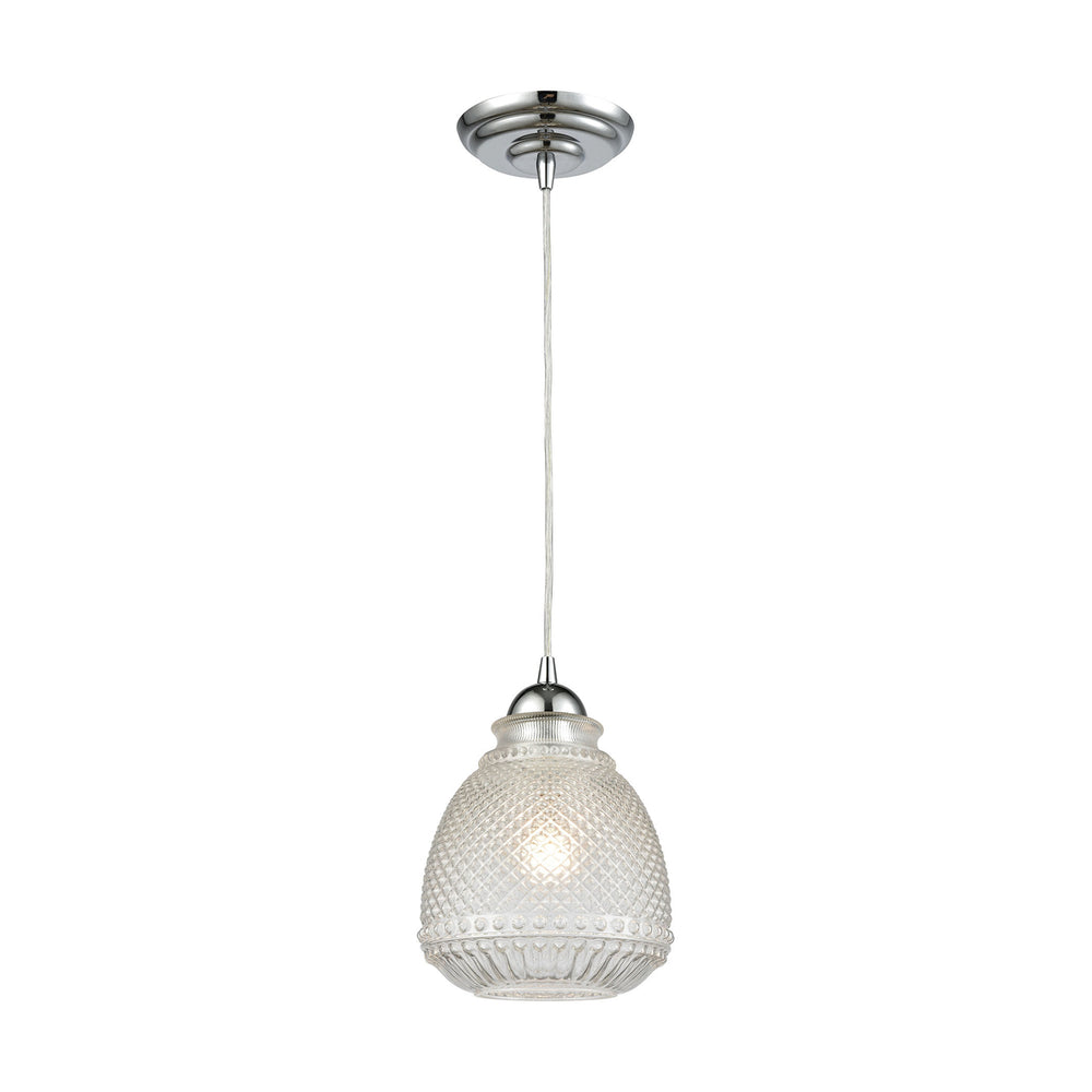 Victoriana 4-Light Linear Pendant Fixture in Polished Chrome with Clear Crosshatched Glass Image 2