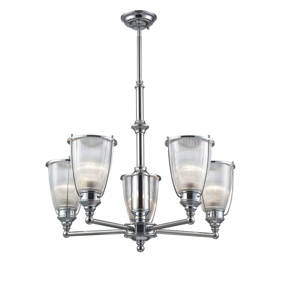 Halophane 5-Light Chandelier in Polished Chrome Image 1