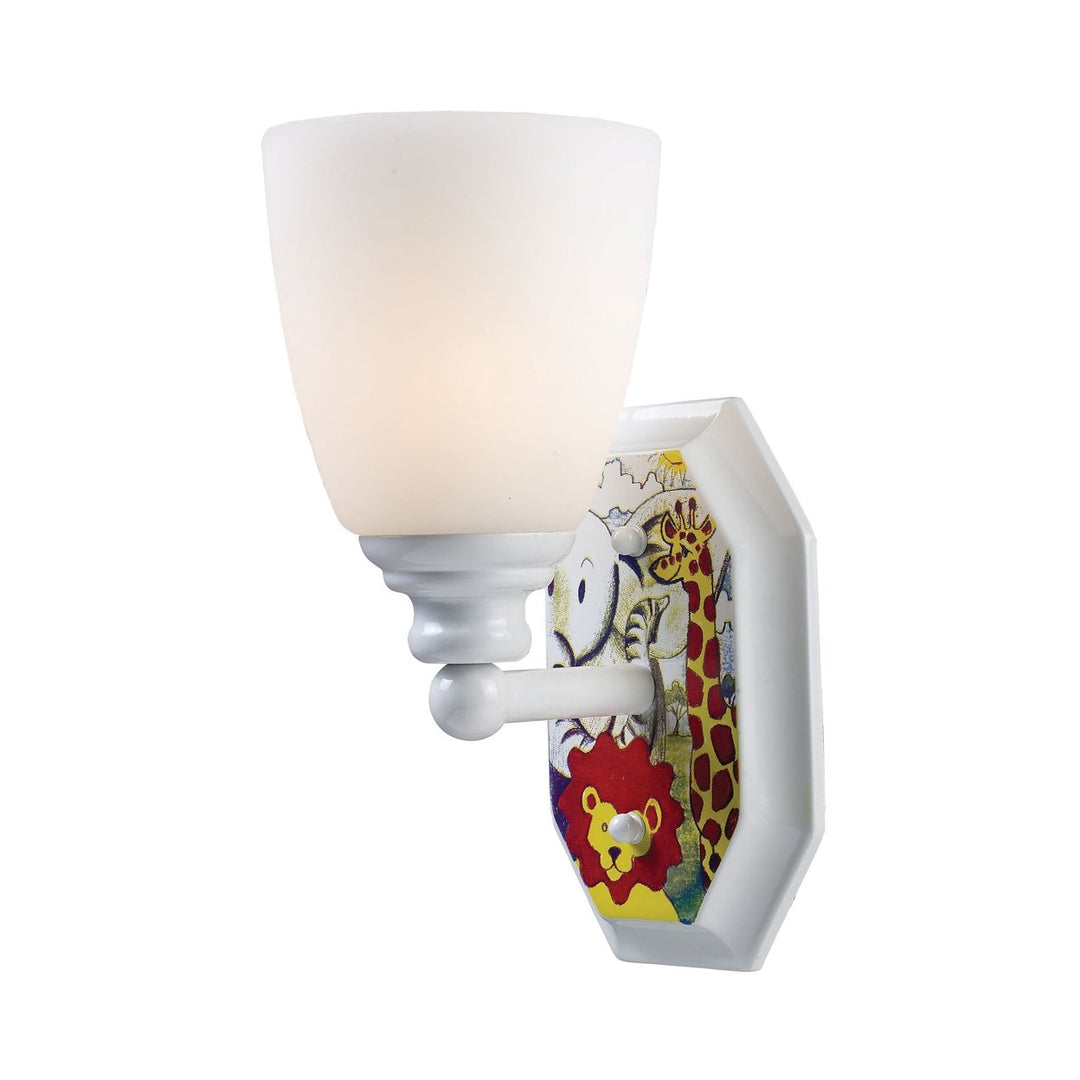 Kidshine 1-Light Sconce At the Zoo in White Image 1