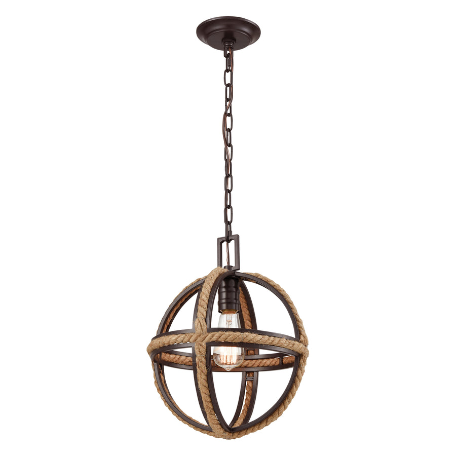 Natural Rope 12 Wide 1-Light Mini Pendant - Oil Rubbed Bronze Image 1