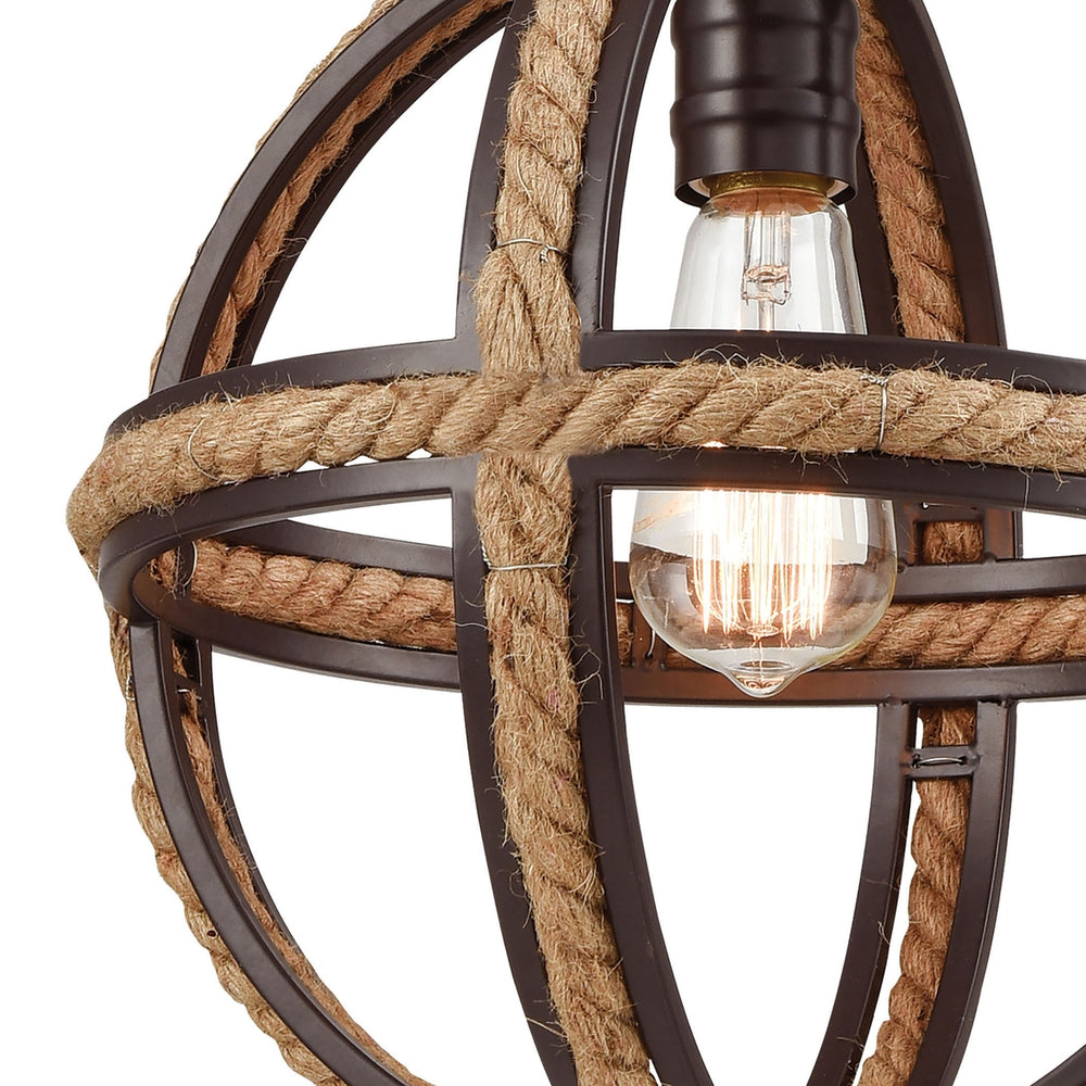 Natural Rope 12 Wide 1-Light Mini Pendant - Oil Rubbed Bronze Image 2