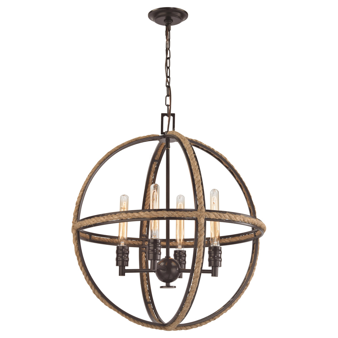 Natural Rope 24 Wide 4-Light Chandelier - Oil Rubbed Bronze Image 1