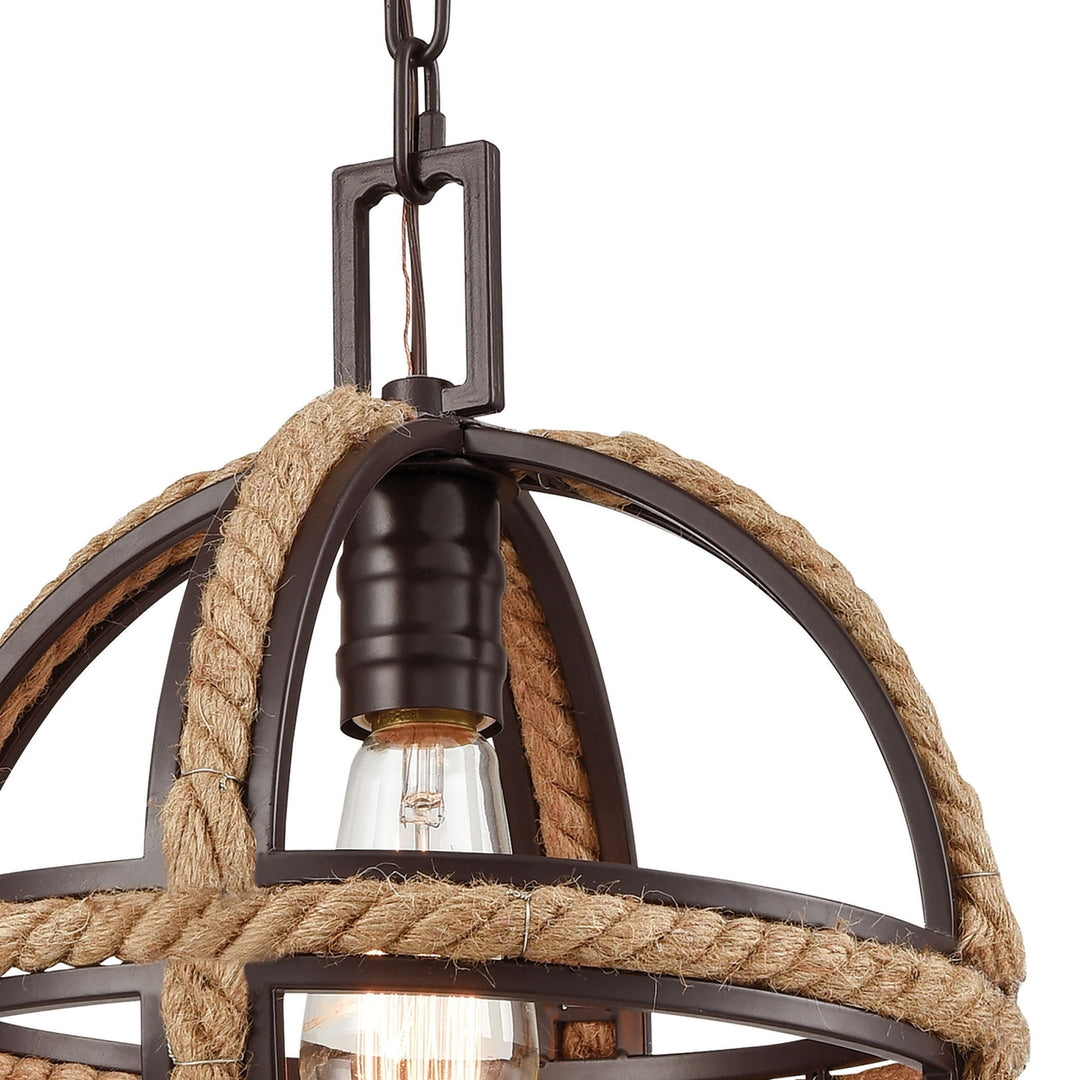 Natural Rope 12 Wide 1-Light Mini Pendant - Oil Rubbed Bronze Image 3