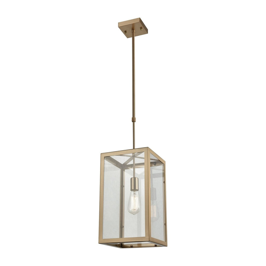 Parameters 1-Light Chandelier in Satin Brass with Clear Glass Image 1