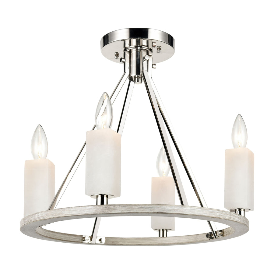 White Stone 18 Wide 4-Light Semi Flush Mount - Polished Nickel Image 1