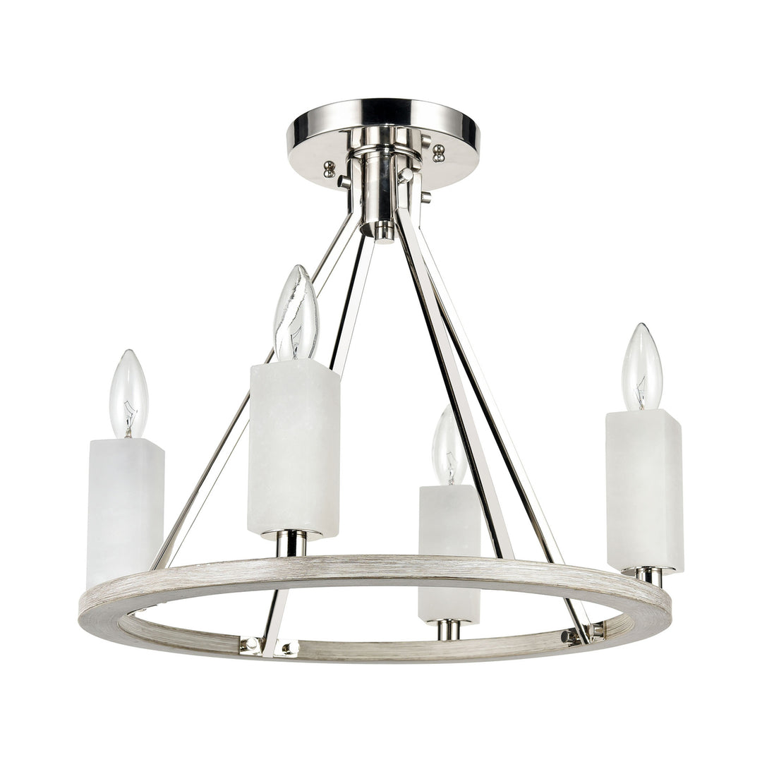 White Stone 18 Wide 4-Light Semi Flush Mount - Polished Nickel Image 2