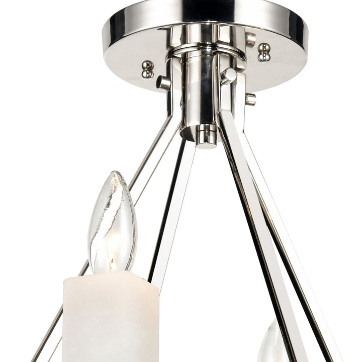 White Stone 18 Wide 4-Light Semi Flush Mount - Polished Nickel Image 3