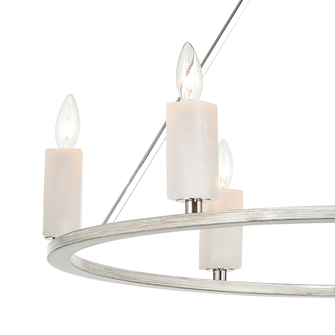 White Stone 30 Wide 6-Light Chandelier - Polished Nickel Image 4