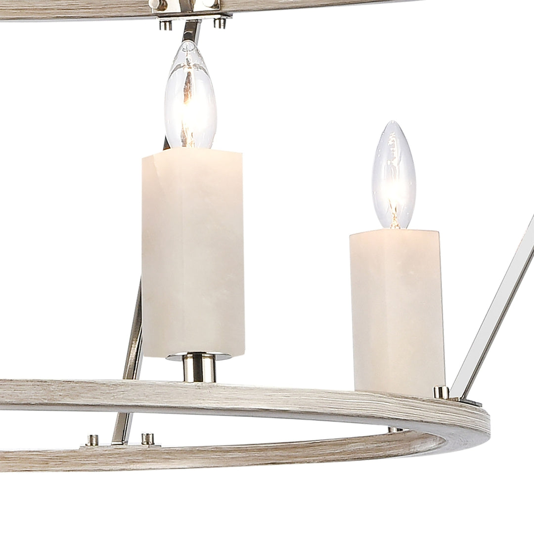 White Stone 40 Wide 12-Light Chandelier - Polished Nickel Image 4