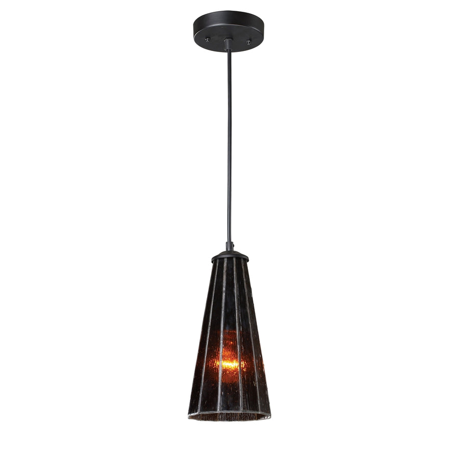 Lumino 5 Wide 1-Light Pendant - Translucent Amber in Matte Black Image 1