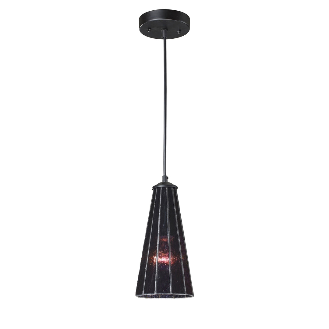 Lumino 5 Wide 1-Light Pendant - Translucent Purple in Matte Black Image 1