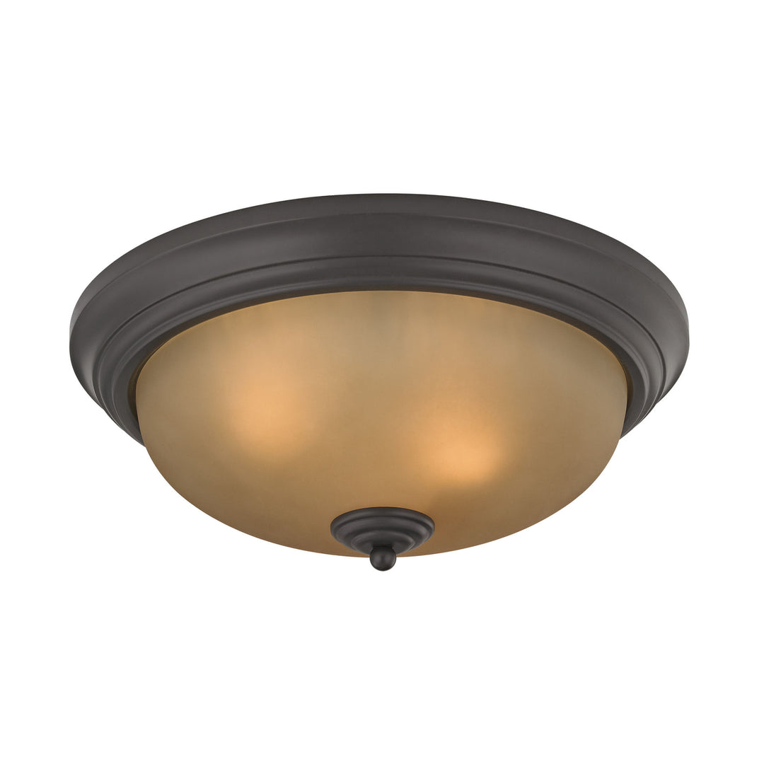 Huntington 3-Light Flush Mount in Oil Rubbed Bronze with Light Amber Glass Image 1