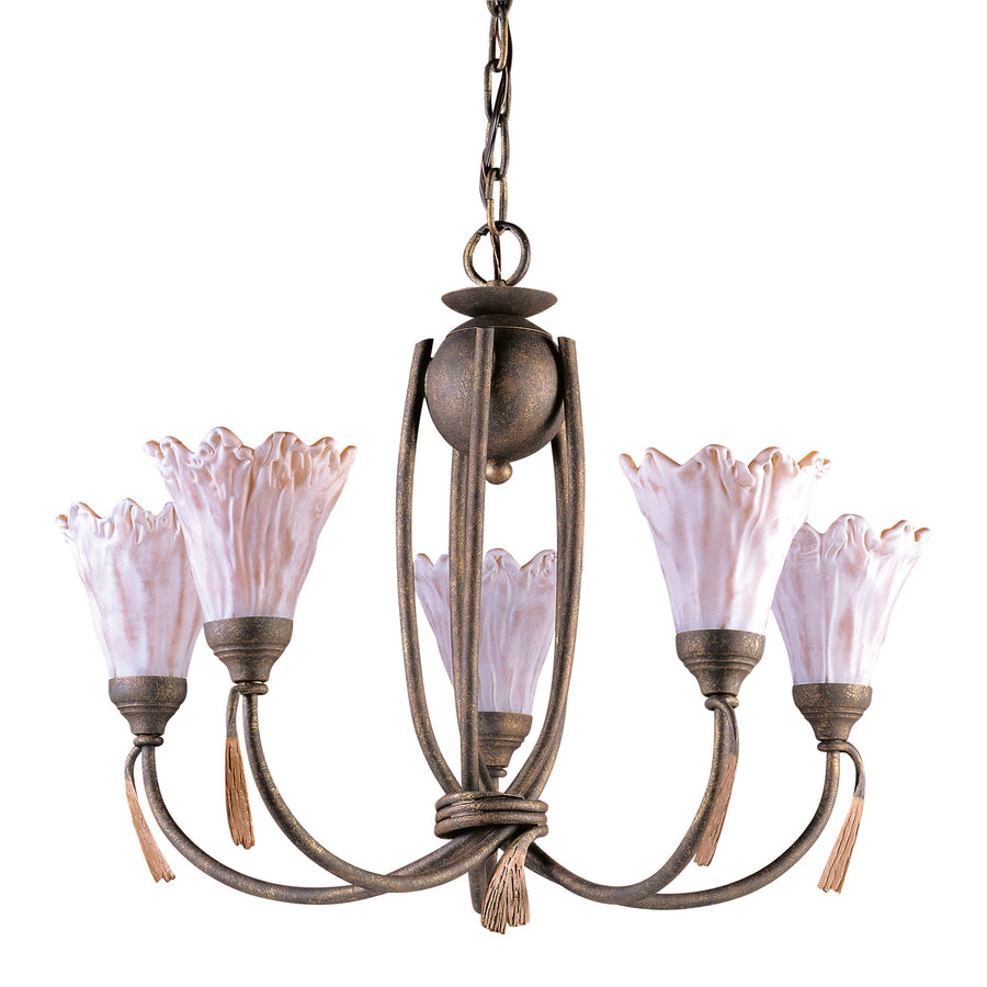 Villa D-Eleganza 5-Light Chandelier in Olde World Finish with Floral-look Shades Image 1