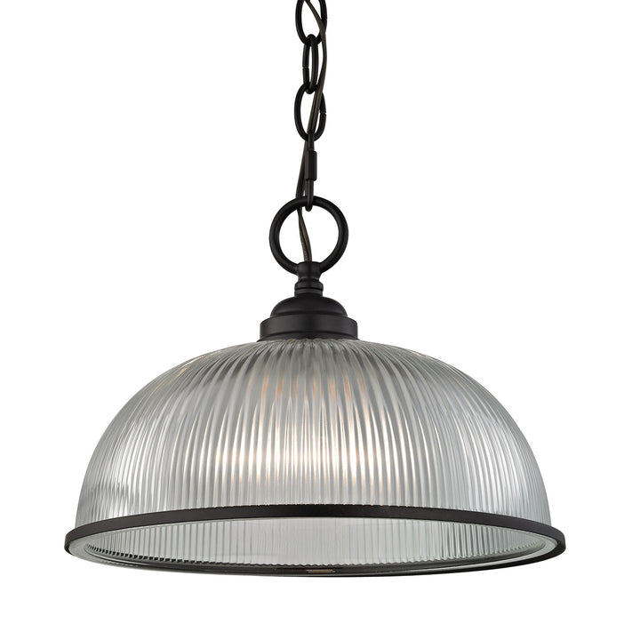 Liberty Park 1-Light Mini Pendant in Brushed Nickel with Prismatic Clear Glass Image 1