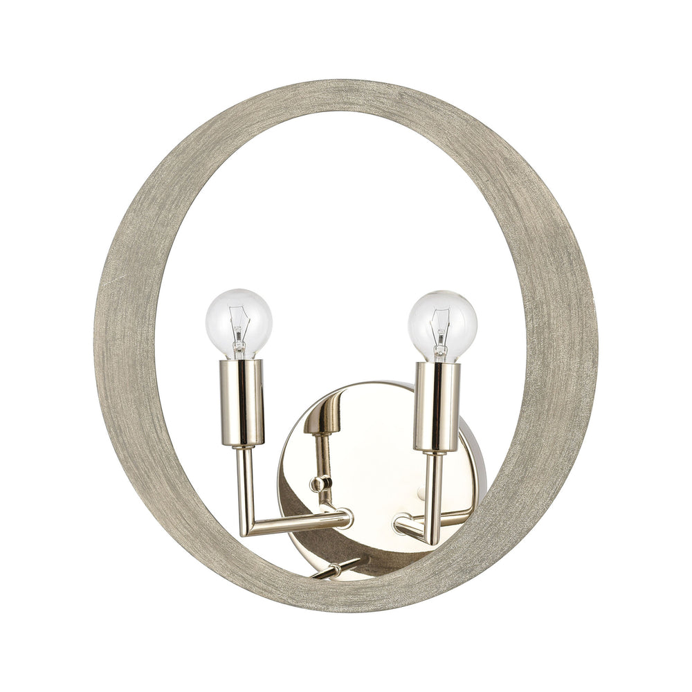 Retro Rings 12 High 2-Light Sconce - Sandy Beechwood Image 2