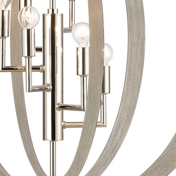 Retro Rings 26 Wide 6-Light Chandelier - Sandy Beechwood Image 3